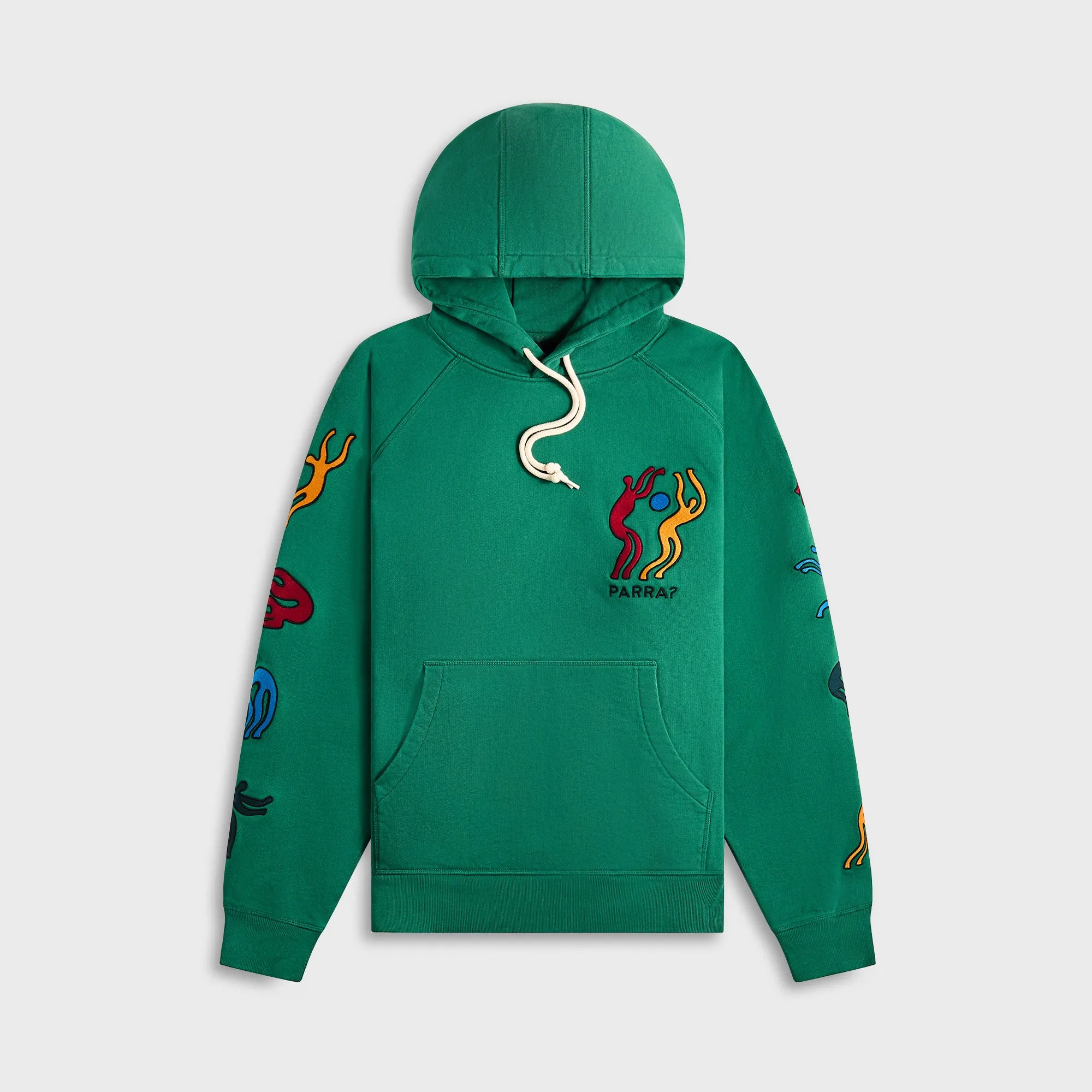 by Parra La Chambre Nuit Hooded Sweatshirt - Washed Green Multi Stitch Reinforcement Short
