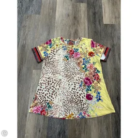 Top Short Sleeve By Johnny Was In Floral Print, Size: S Neutral Tone Stitching Reinforced Elbow Patches