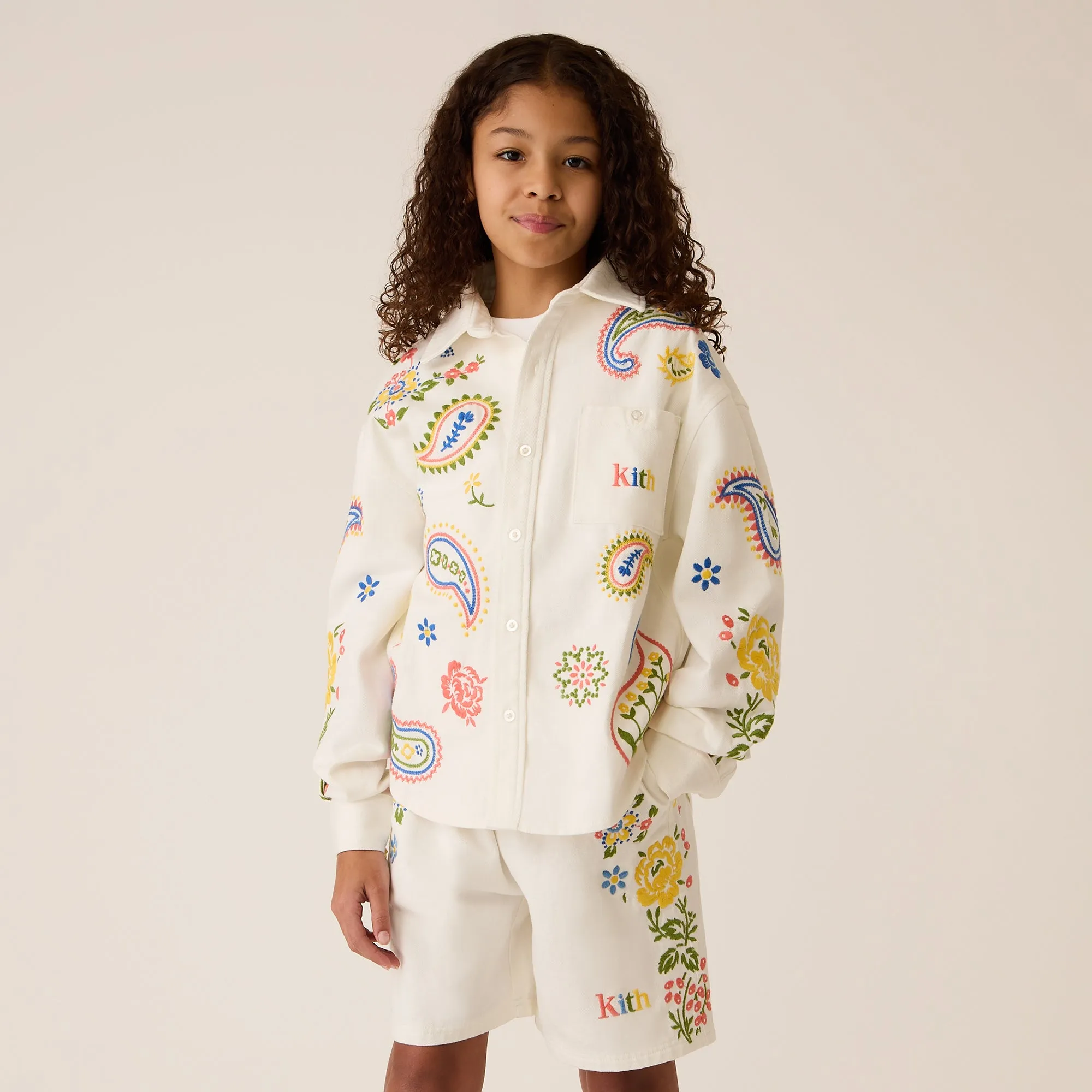 Multipocket Style Refined Aesthetic Kith Kids Floral Paisley Apollo Shirt - Silk