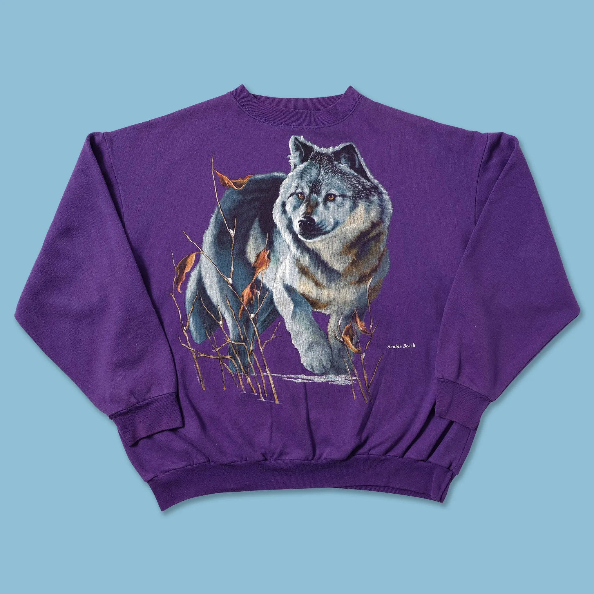 Neutral Colors product beach style charm Vintage Wolf Sweater Large
