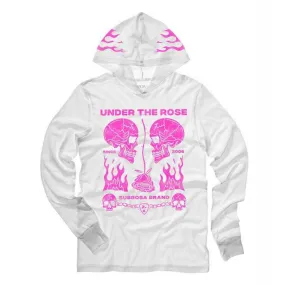 Versatile Layering Eco Certified Fiber Subrosa Rose Malone Hooded Long Sleeve T-shirt - White