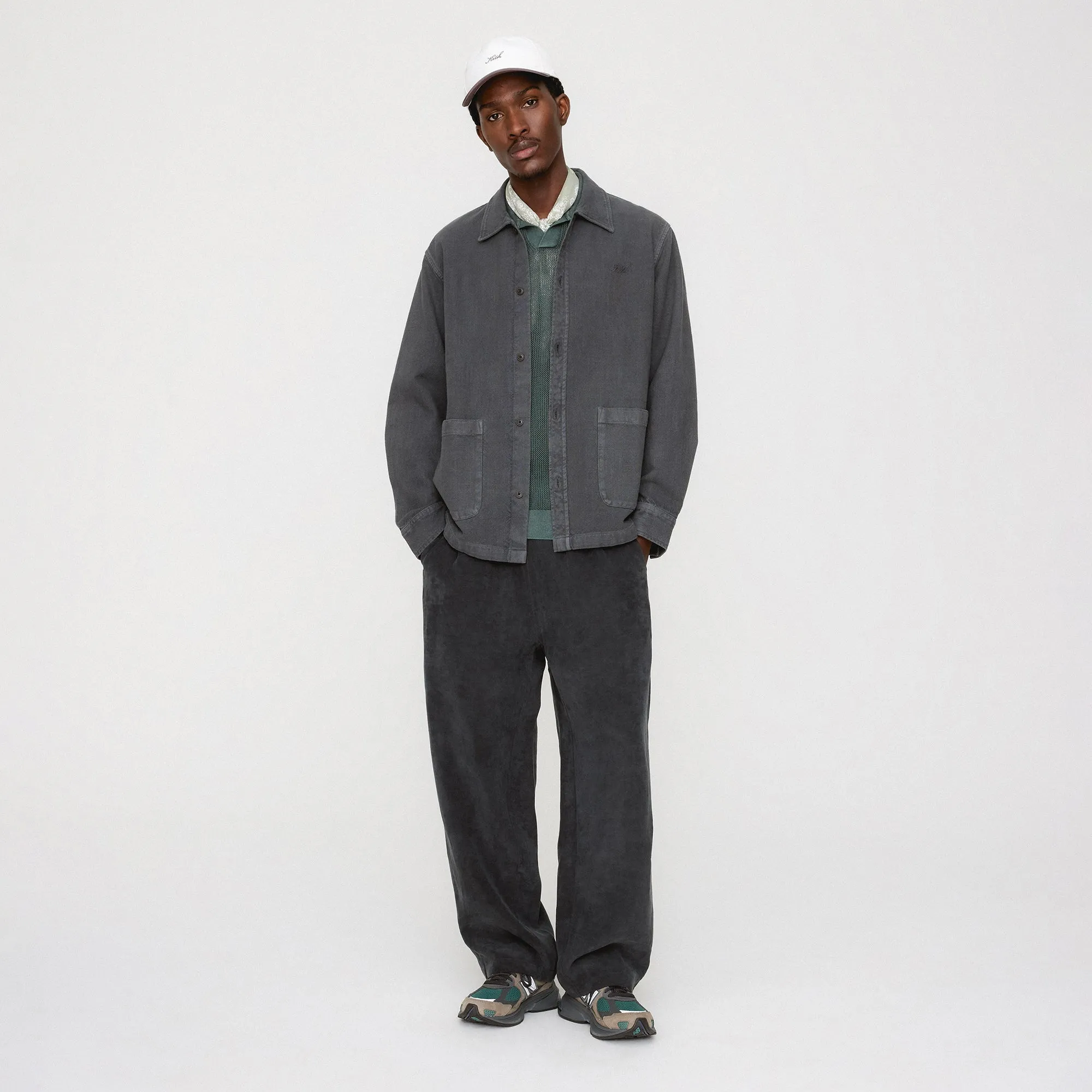 Comfortable fit Kith Soft Woven Long Sleeve Boxy Collared Overshirt - Carbon