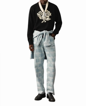 Ryder Jacquard Jeans In Light Blue Basic Fashion