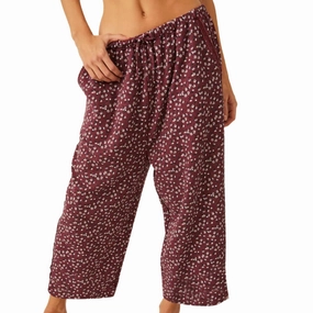 Sugar Dreams Sleep Pants In Wine Combo Roomy Armholes