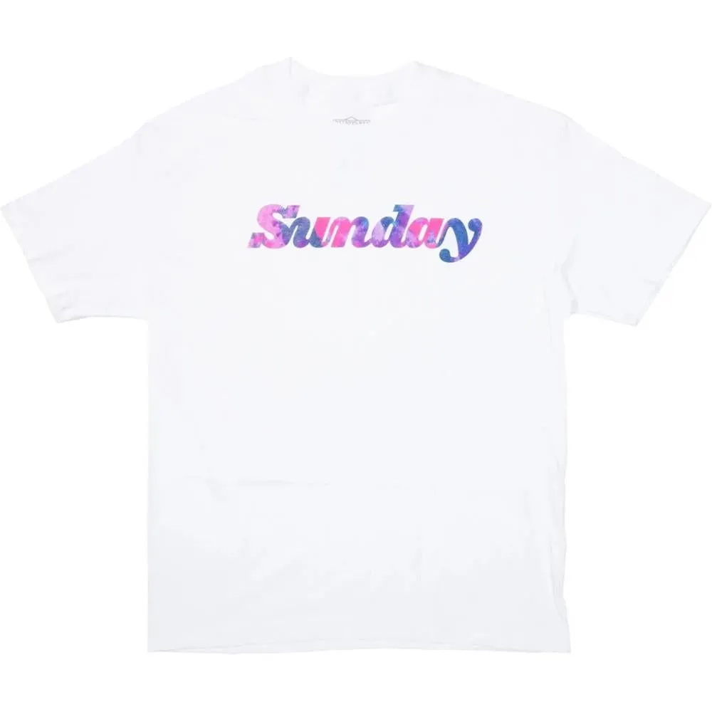 Sunday Classy T-Shirt - White With Rose Tie Dye Drip Dry Fabric