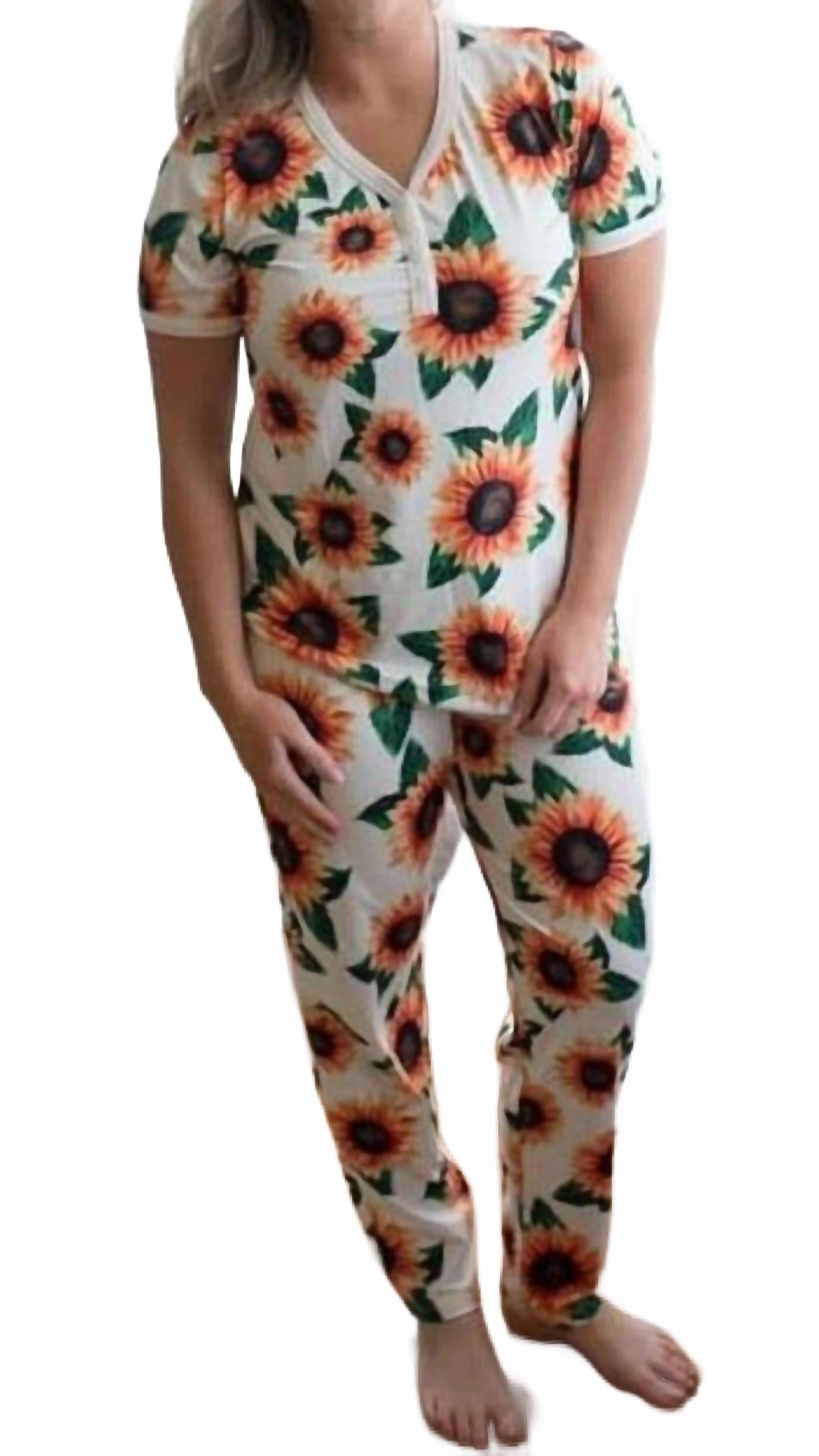 Organic Cotton Sunflower Loungewear Set In White