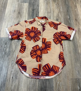 Blouse Short Sleeve By 0039 Italy In Tan, Size: S Reinforced Elbow Patches Long Sleeve Polo