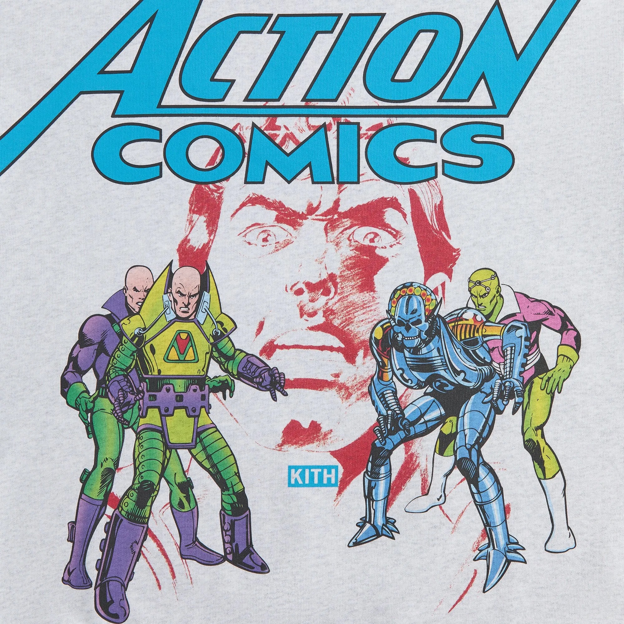 Relaxed Wear Perfect Warmth Superman | Kith Action Comics Nelson Crewneck - Light Heather Grey