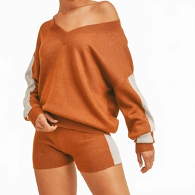V-Neck Racer Lounge Set In Spiced Copper Softened Edges