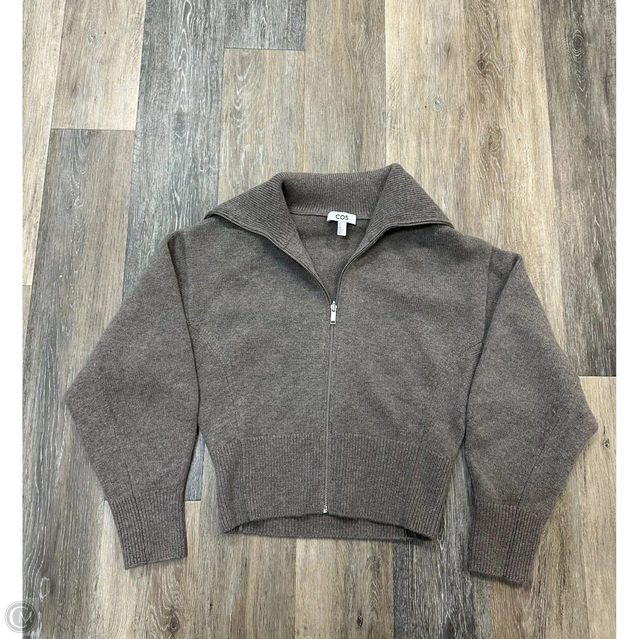 MultiPanel Design Fashion Statement Sweater By Coss In Taupe, Size: S