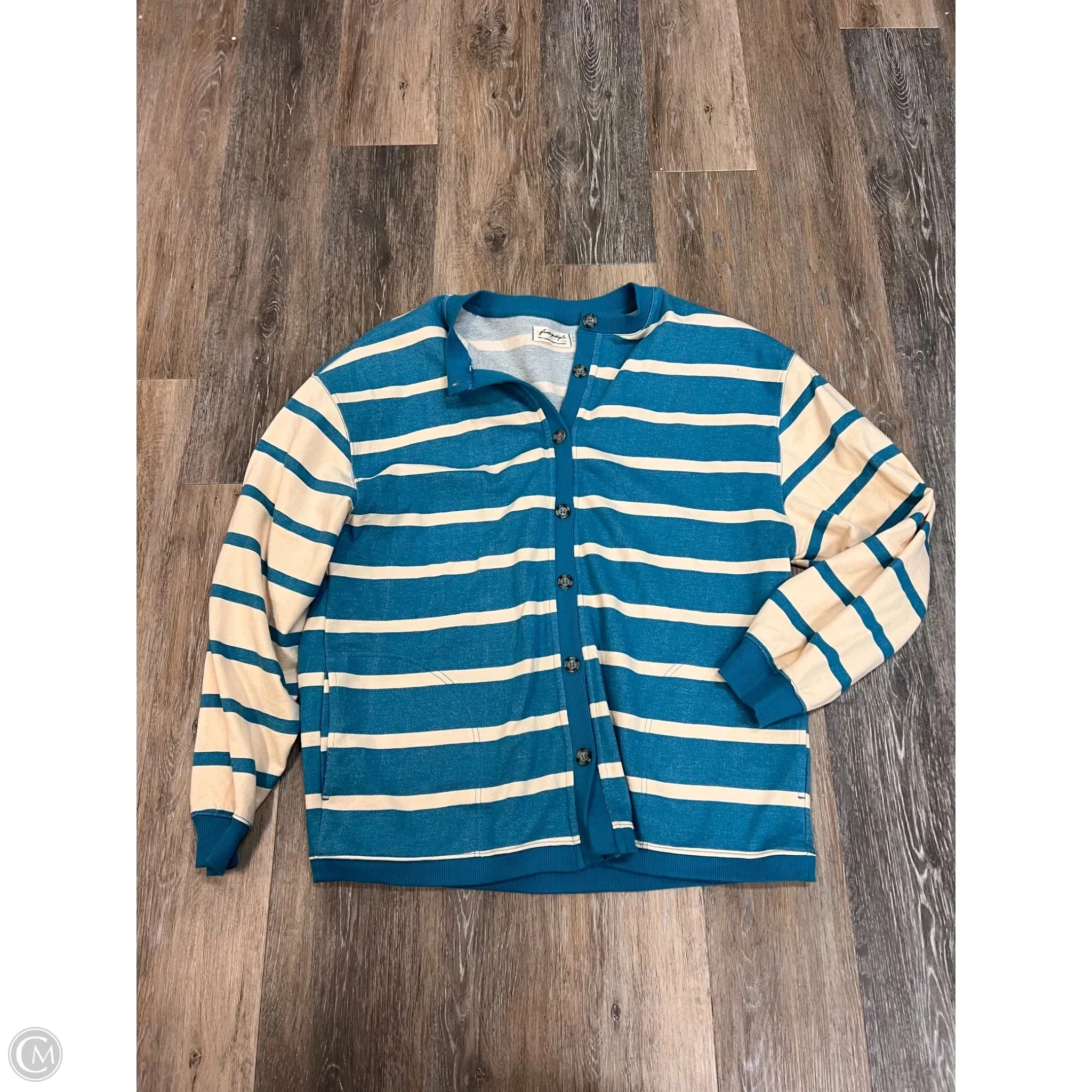 Lightweight Layering Option Sweater Cardigan By Free People In Striped Pattern, Size: M