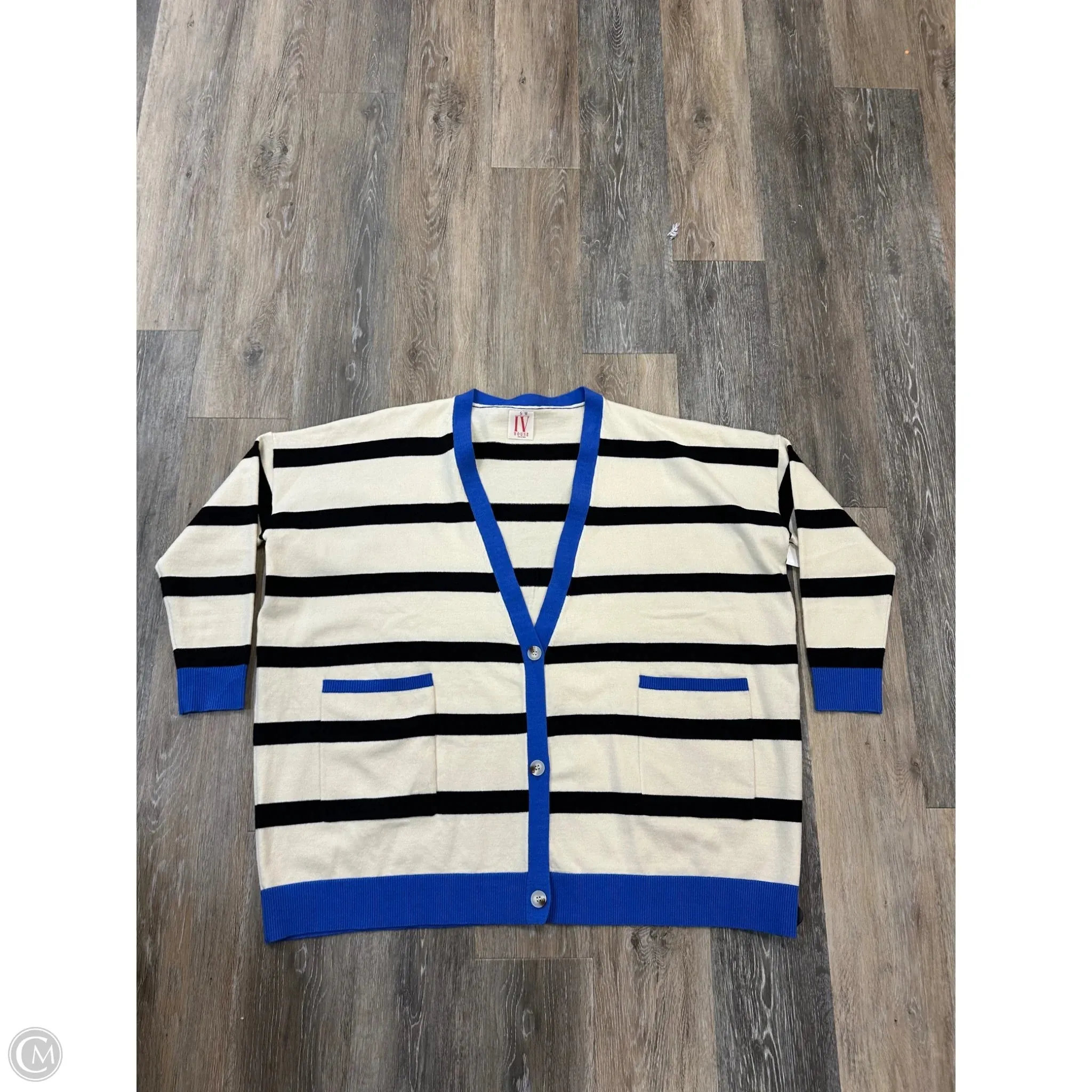 Flexible Design Sweater Cardigan By IV In Striped Pattern, Size: M