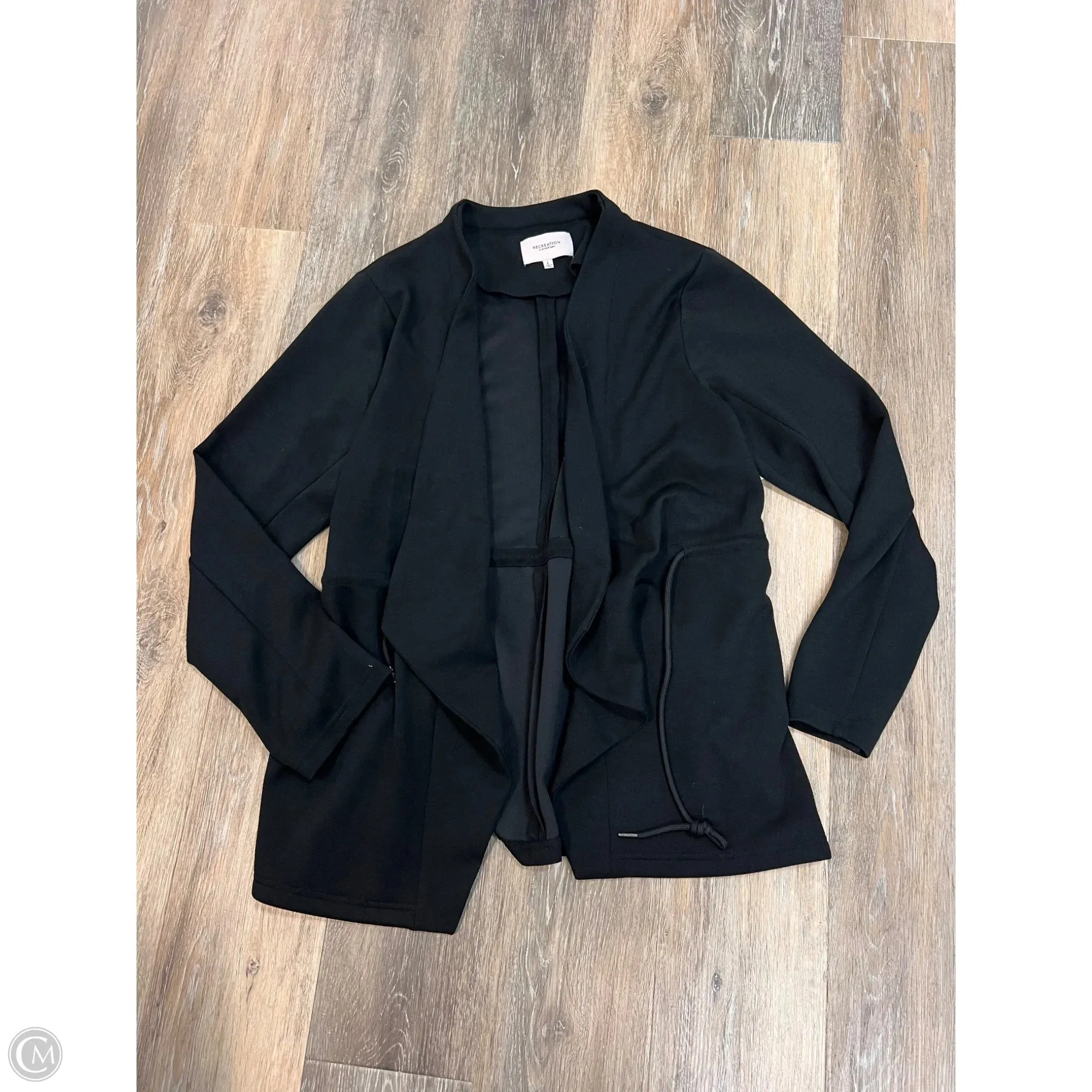 Double Needle Hemming Sweater Cardigan By Thread And Supply In Black, Size: L