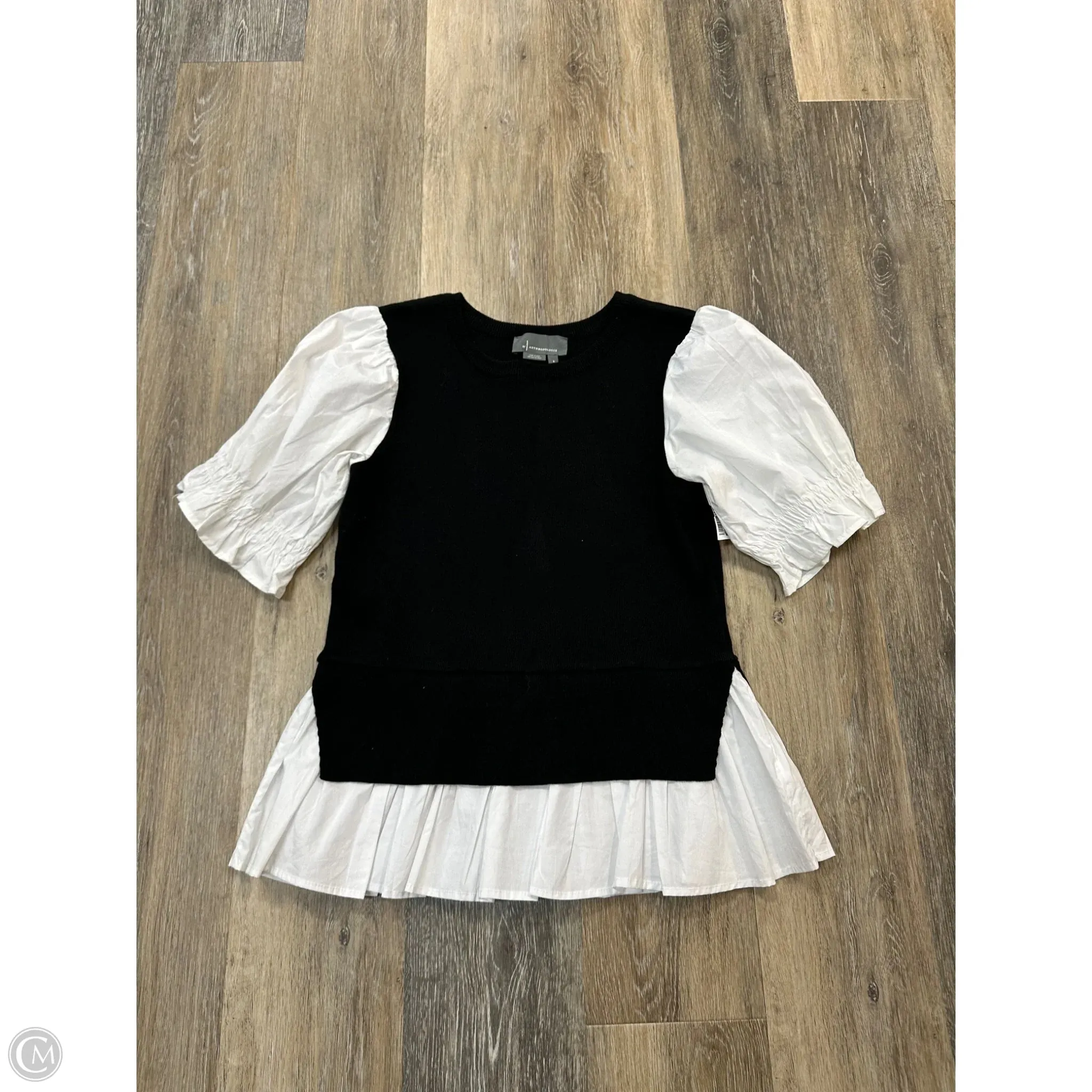 Sweater Short Sleeve By Anthropologie In Black, Size: S Anti Static Fabric Flexible Knit Fabric