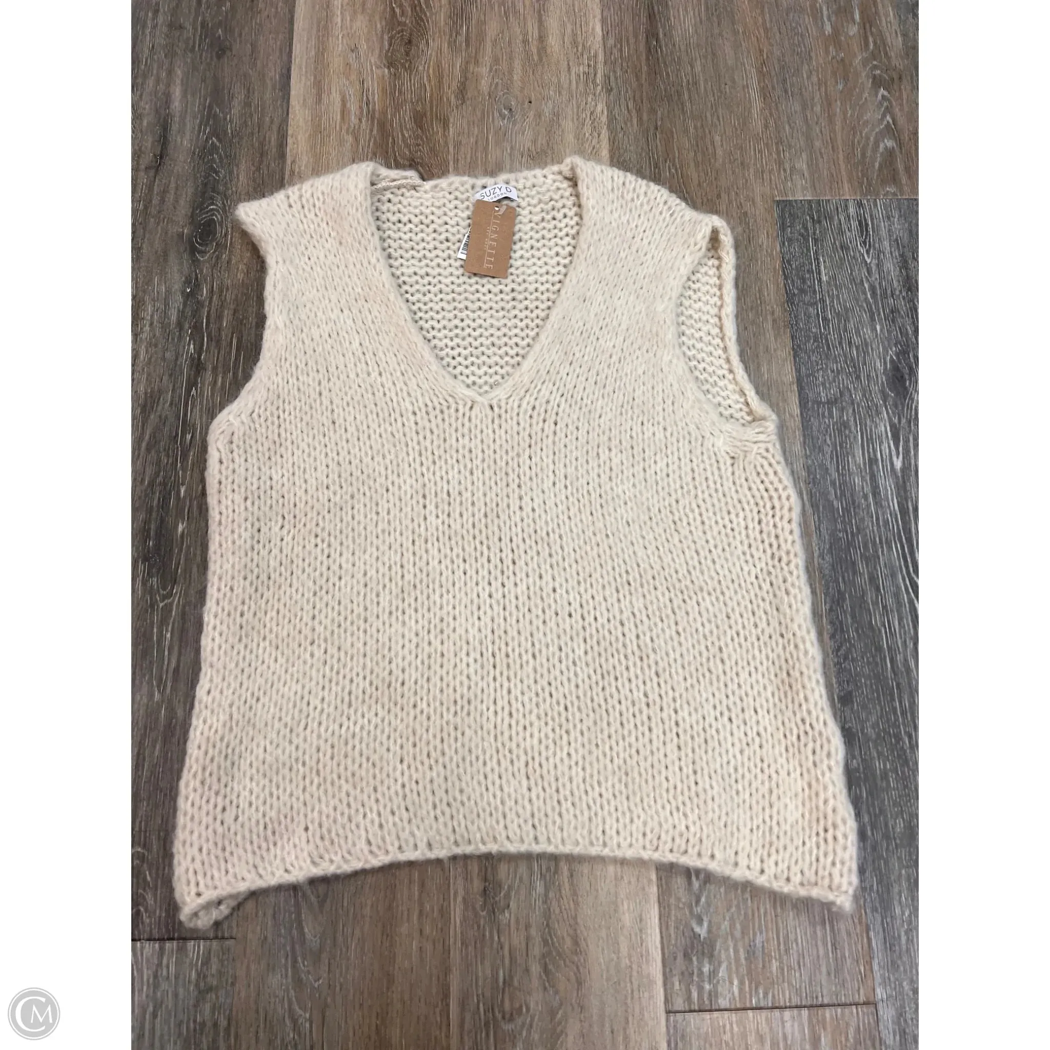 Sweater Short Sleeve By Suzy D In Cream, Size: Osfm Buttonless Closure