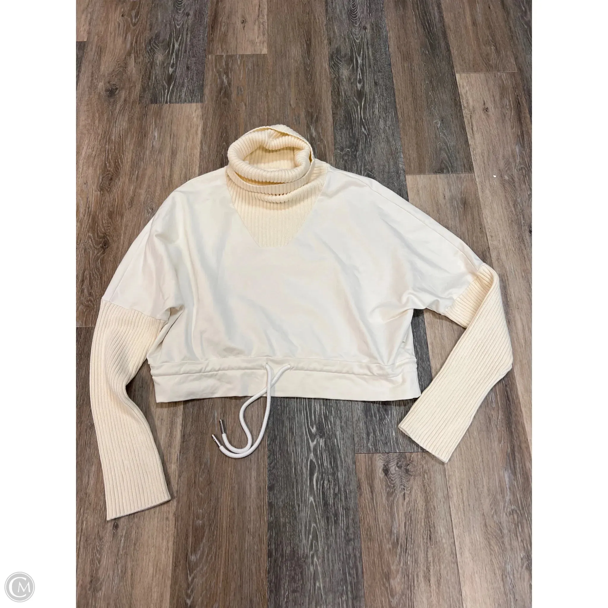 High Thread Count Cotton Sweatshirt Collar By Varley In Cream, Size: S