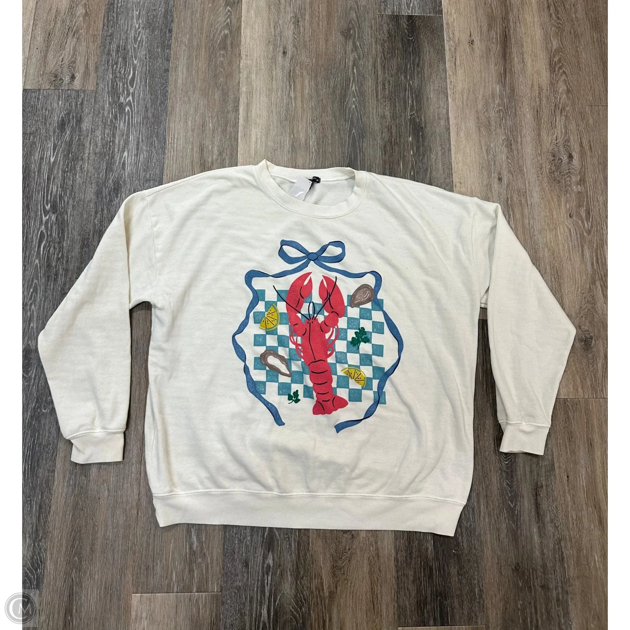 Sweatshirt Crewneck By Originality In Cream, Size: Xl Reinforced Hem