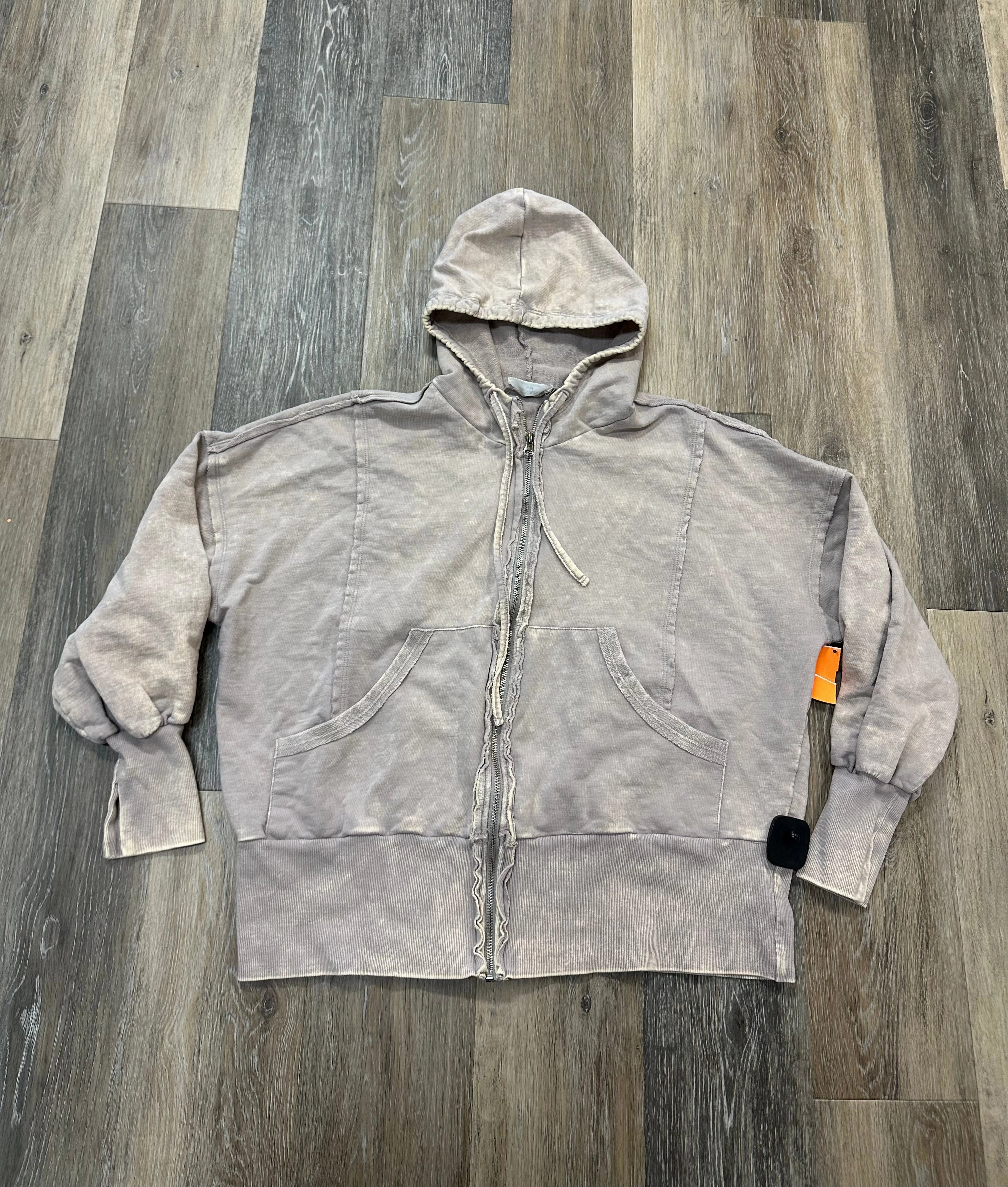 Sweatshirt Hoodie By Zenana Outfitters In Tan, Size: S TwoToneEffect