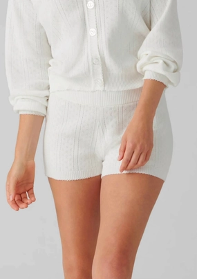 Sweetheart Pointelle Shorts In Ivory Double Layered Hem Layered Look Design