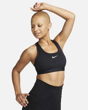 SWOOSH BRA - 010 BLACK/WHITE Low-quality Plain fitness clothing