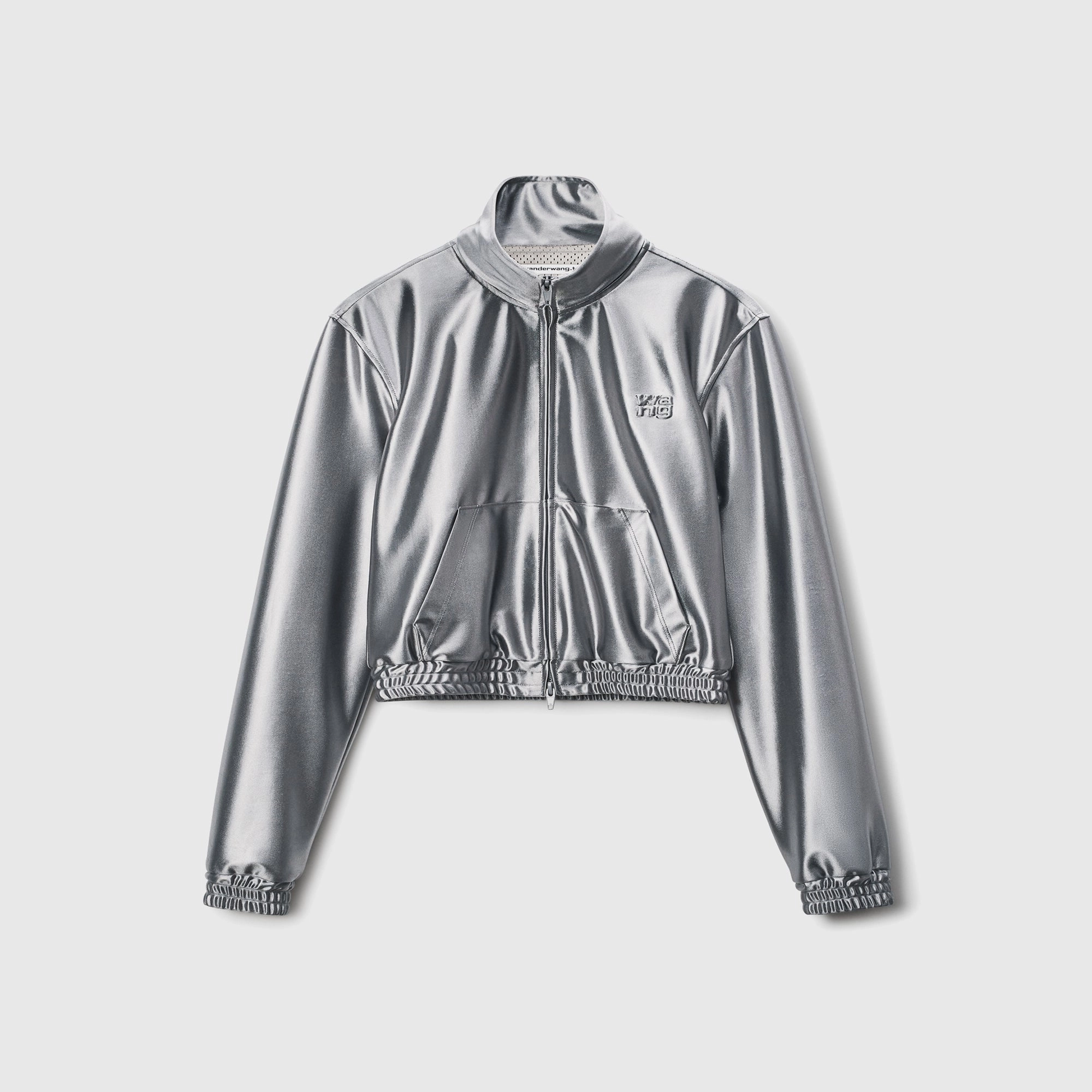 Autumn Ready Noise Free Fabric T by Alexander Wang Shrunken Zip-Up Jacket - Alloy