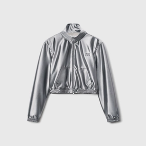 Autumn Ready Noise Free Fabric T by Alexander Wang Shrunken Zip-Up Jacket - Alloy