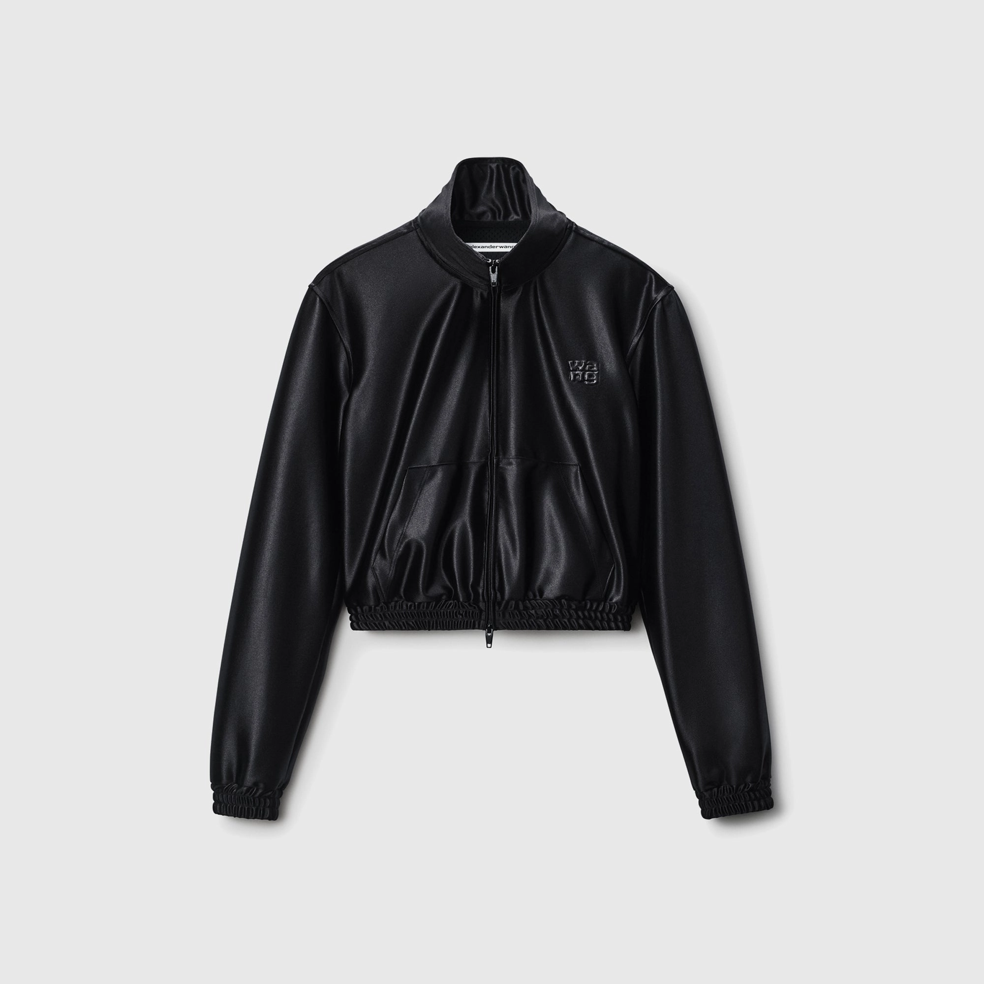 T by Alexander Wang Shrunken Zip-Up Jacket - Black Windproof Material Reinforced Collar Structure