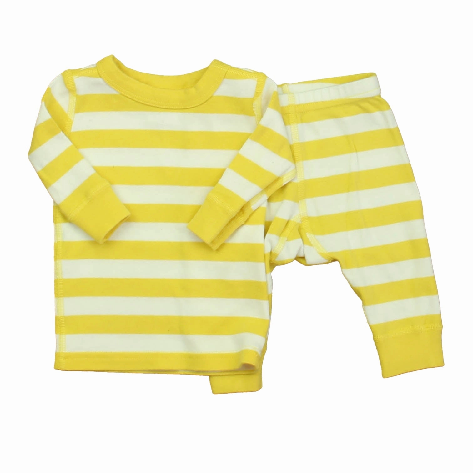 Hanna Andersson Unisex Yellow | White 2-piece Pajamas Brushed Fleece