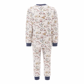 Relaxed fit style Off White Dinosaur Print PJ Set