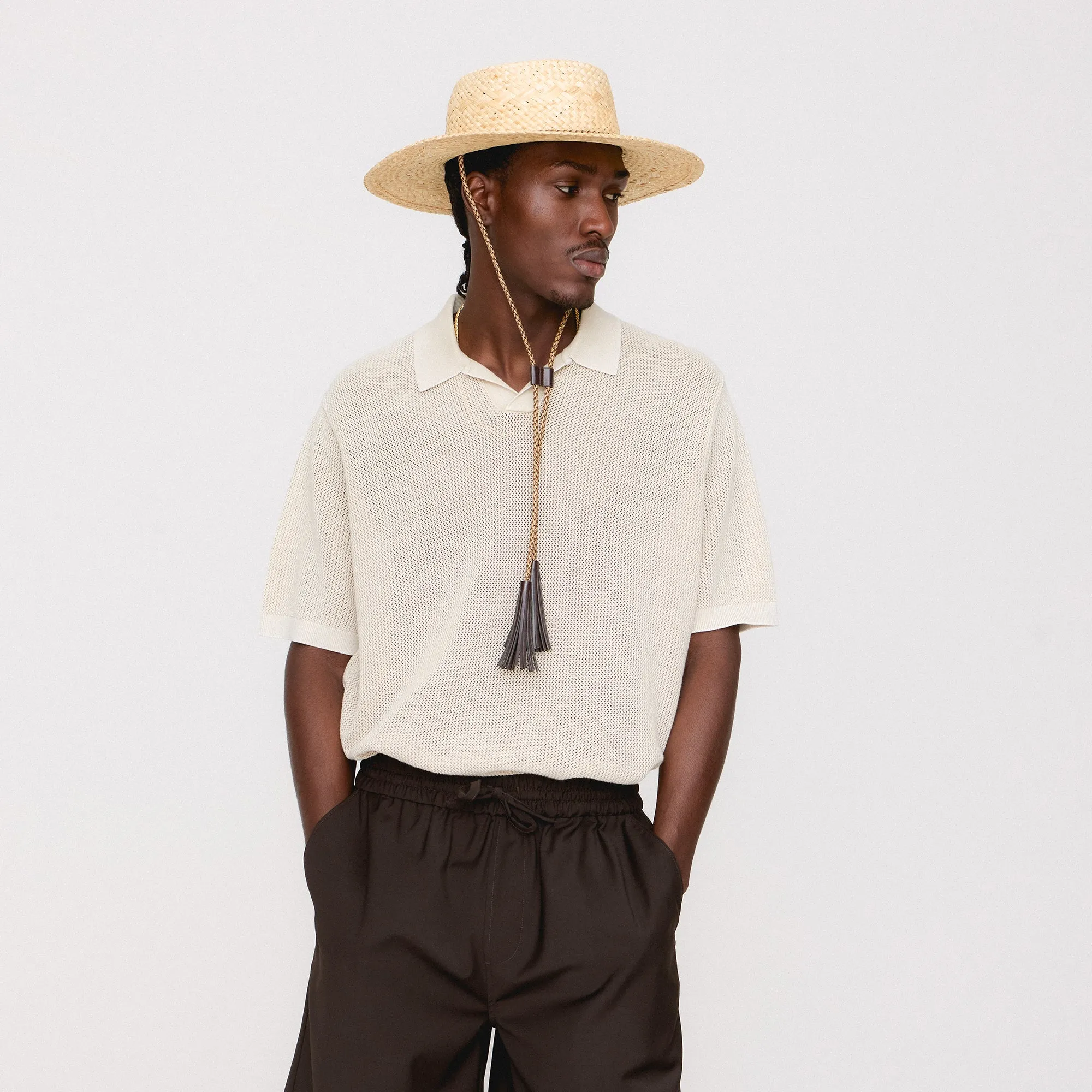 Relaxed Comfort Travel Essential Kith Open Knit Drew Polo - Veil