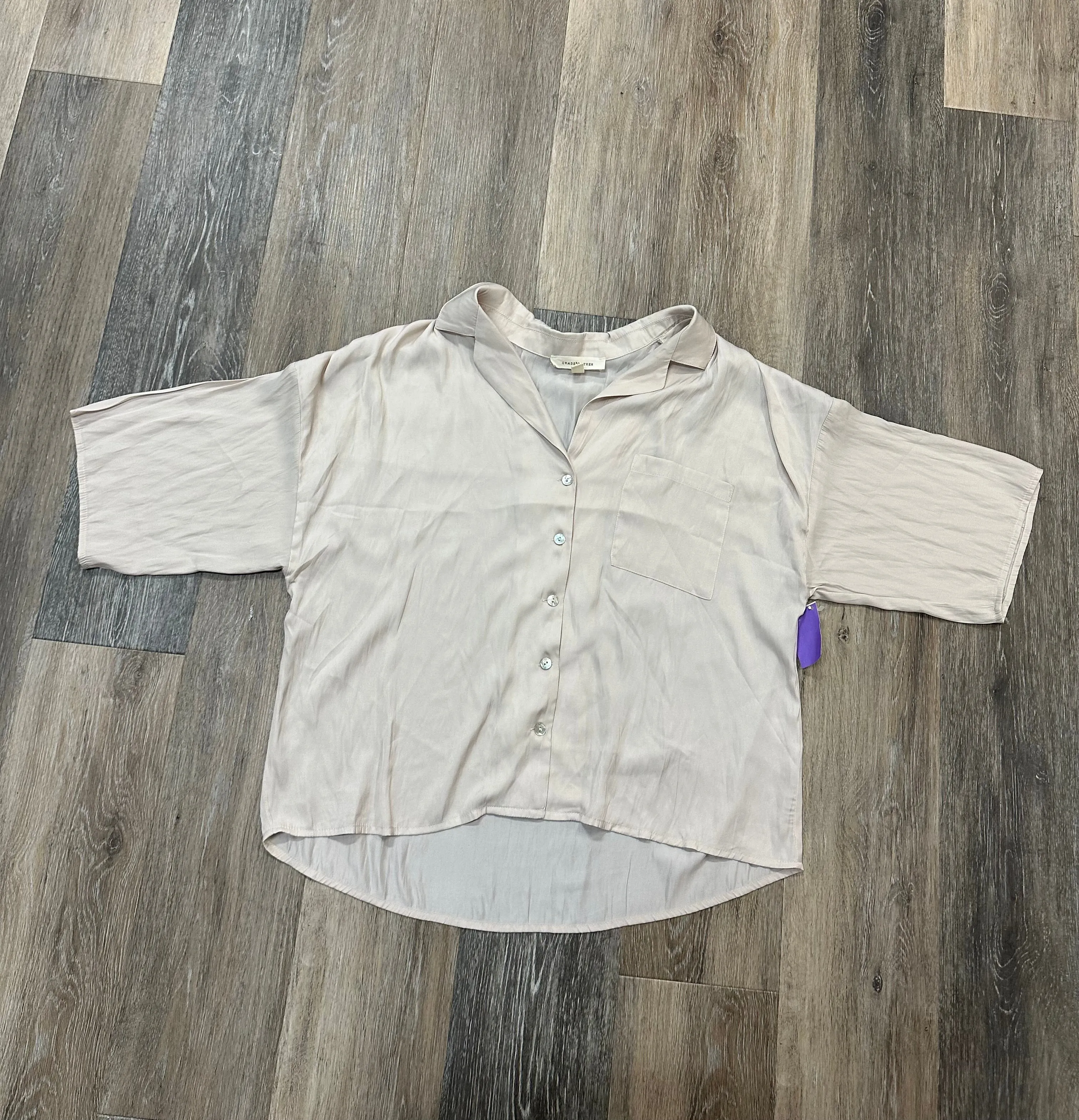 Blouse Short Sleeve By Grade & Gather In Tan, Size: M SoftInteriorLining