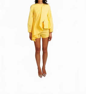 Tamron Top & Mini Shorts Set In Yellow Plush Inner Layer