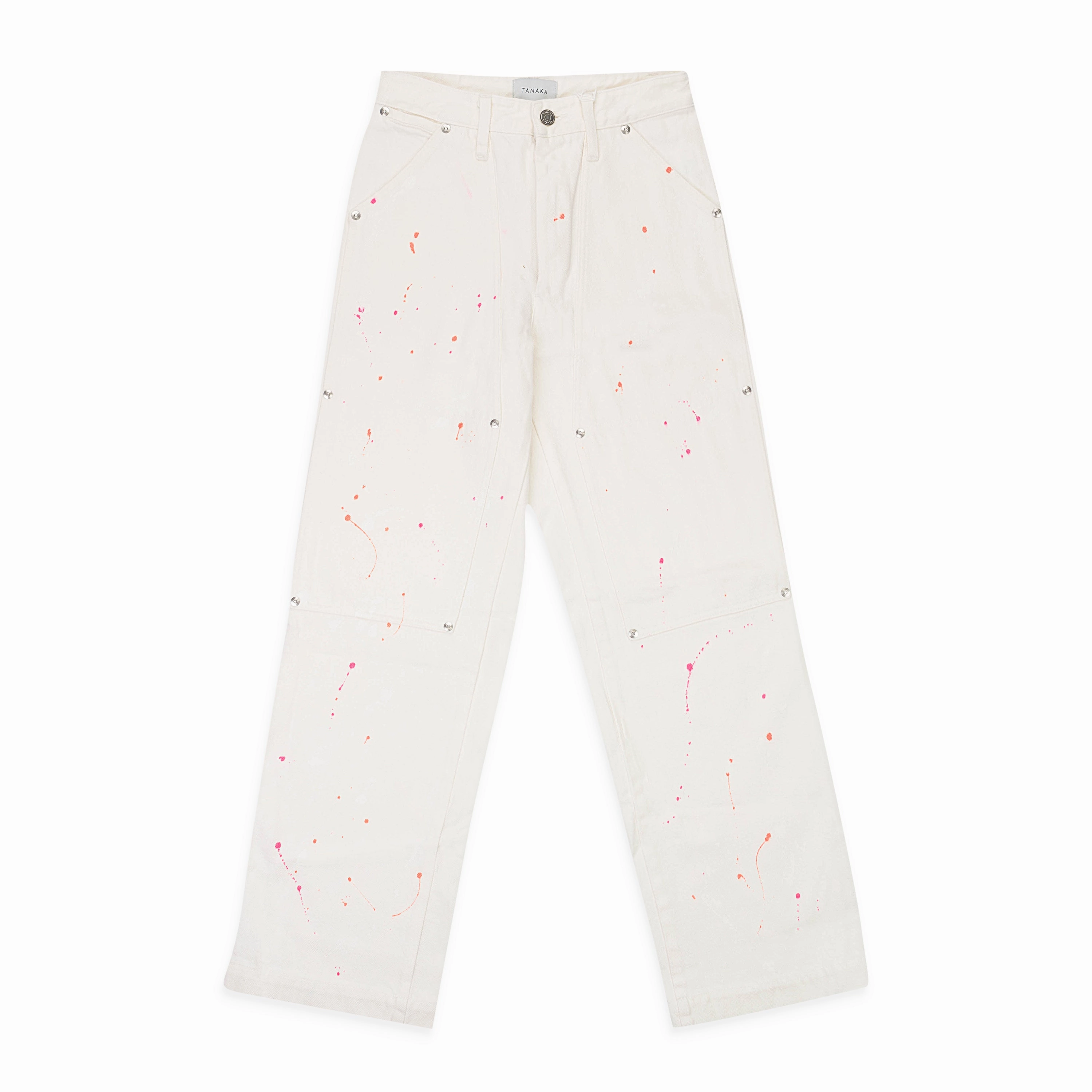 Resilient material Couple Look Athlete Fit Festival Outfit TANAKA WORK WHITE STRAIGHT JEANS