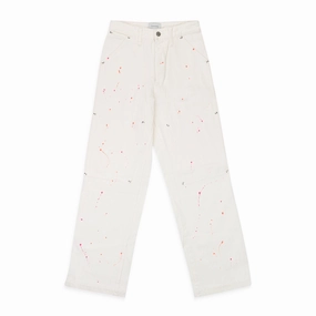 Resilient material Couple Look Athlete Fit Festival Outfit TANAKA WORK WHITE STRAIGHT JEANS