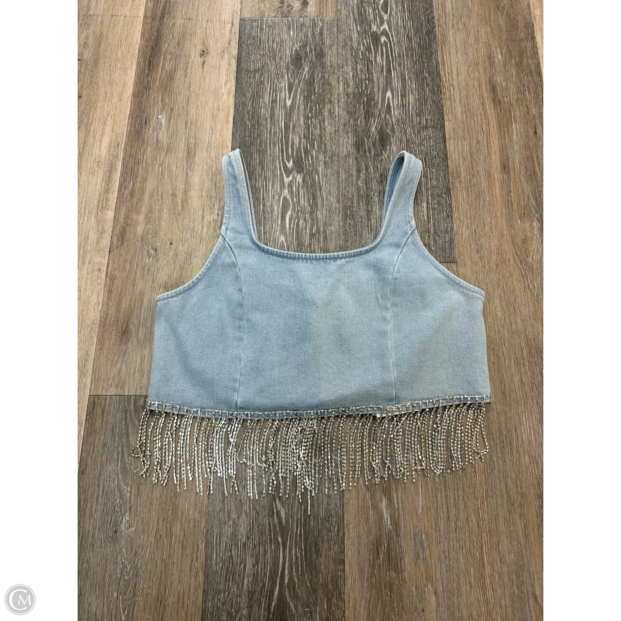 Elegant Cardigan Stylish Dress Tank Top By Blue B In Blue Denim, Size: S