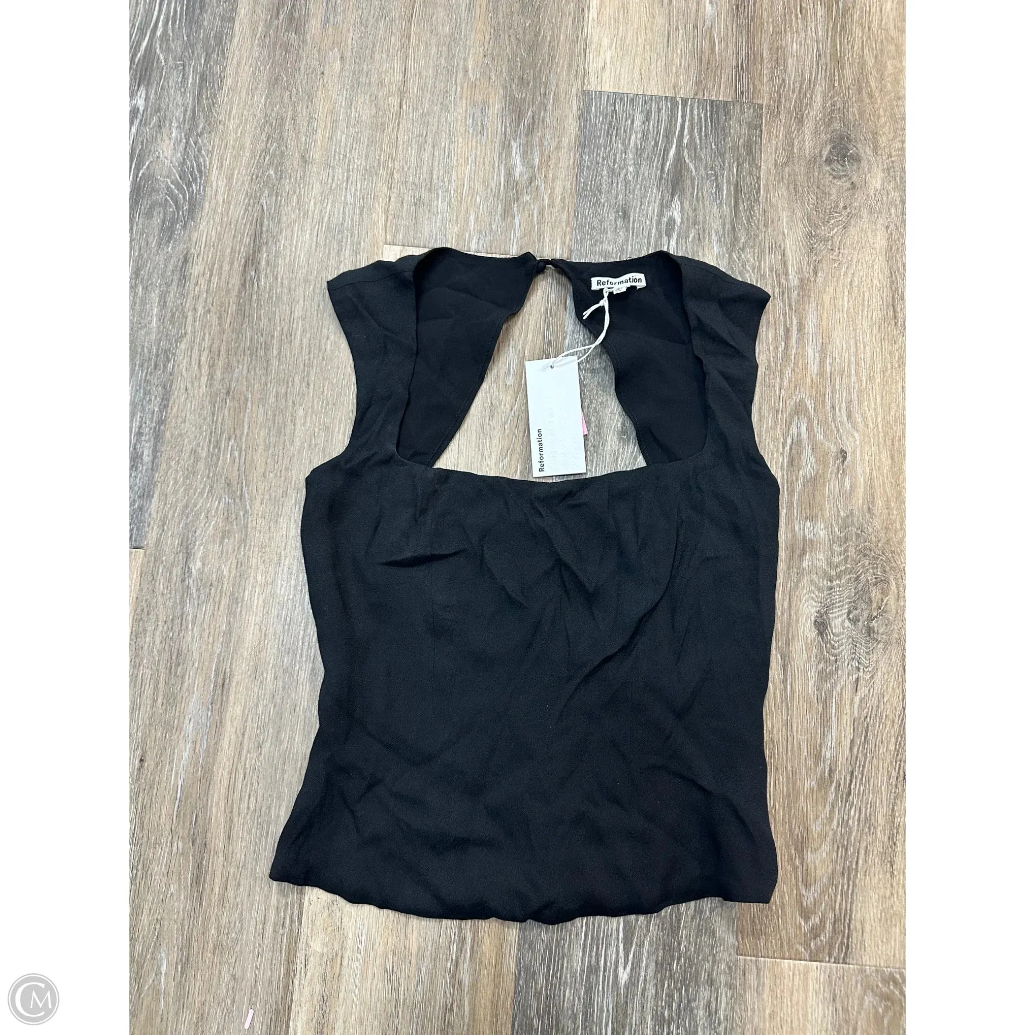 Linen Blend Fabric Chic Cardigan Tank Top Designer By Reformation In Black, Size: 0