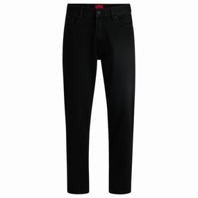 Stay Comfortable Softened Fabric Tapered-fit jeans in black denim