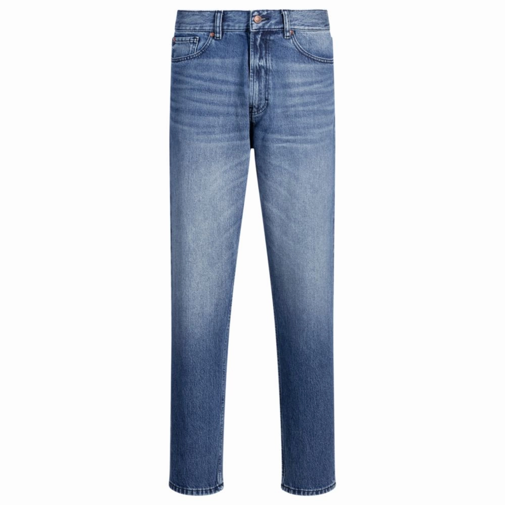 Tapered-fit jeans in blue vintage-wash denim Neutral Tones