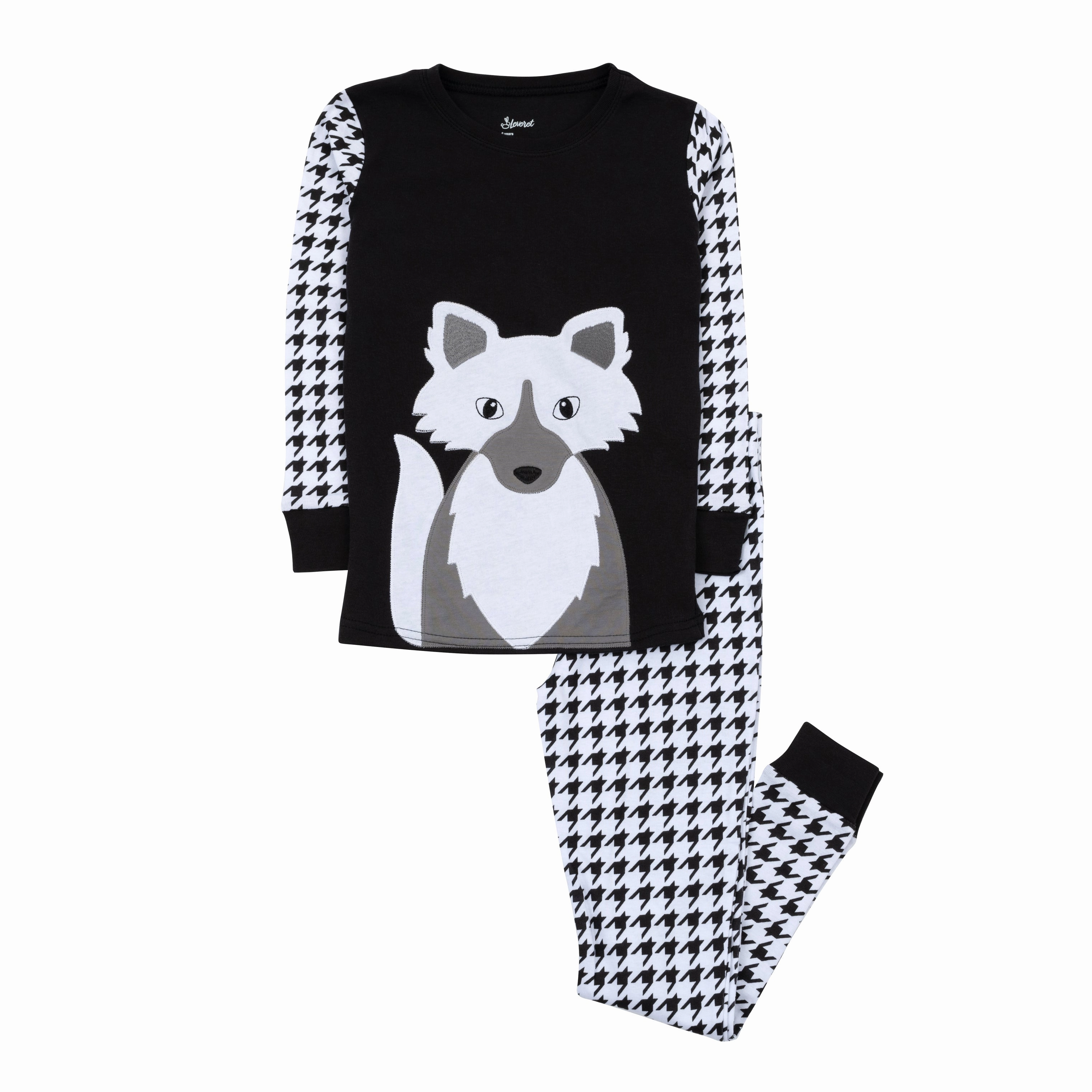 Double Stitched Edges Kids Two Piece Cotton Pajamas Full Fox