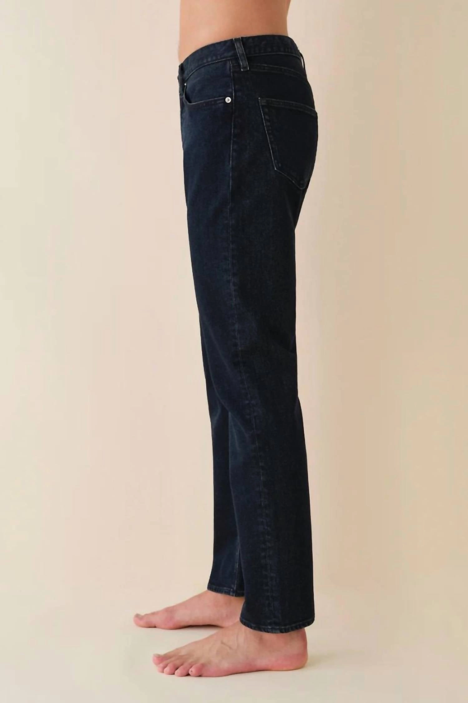 Anti Snag Thread Technology Tapered Mid Rise Jean In Blue Black