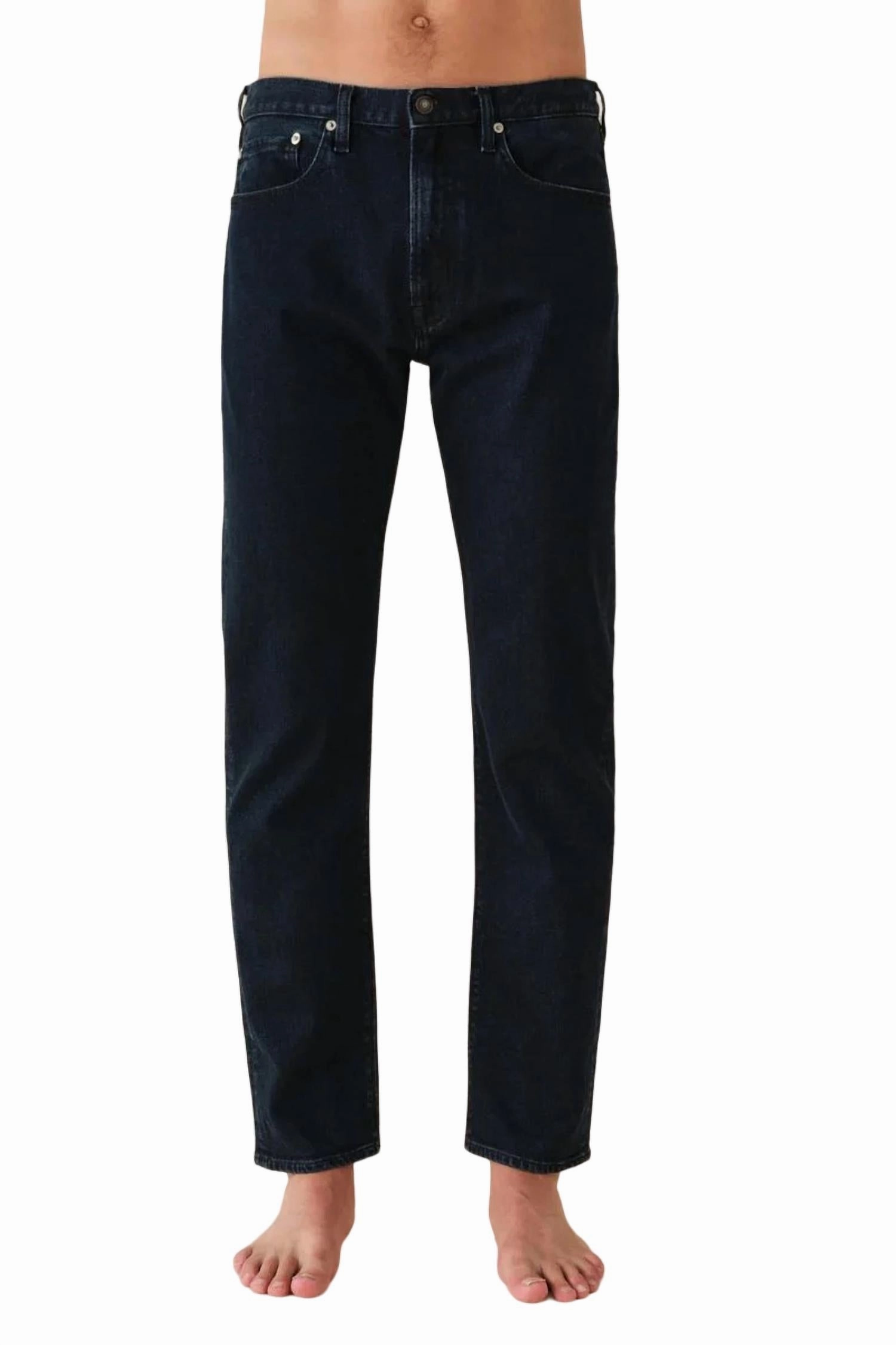 Tapered Mid Rise Jean In Blue Black Stretch Free Fit
