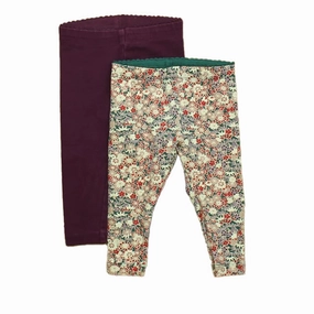 Non Clip Functional fashion wear Tea Girls Purple | Pink Floral Leggings