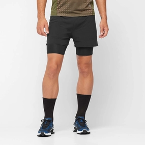 Raglan Sleeve Design digital Salomon | Men's Sense Aero 2in1 Shorts - Deep Black