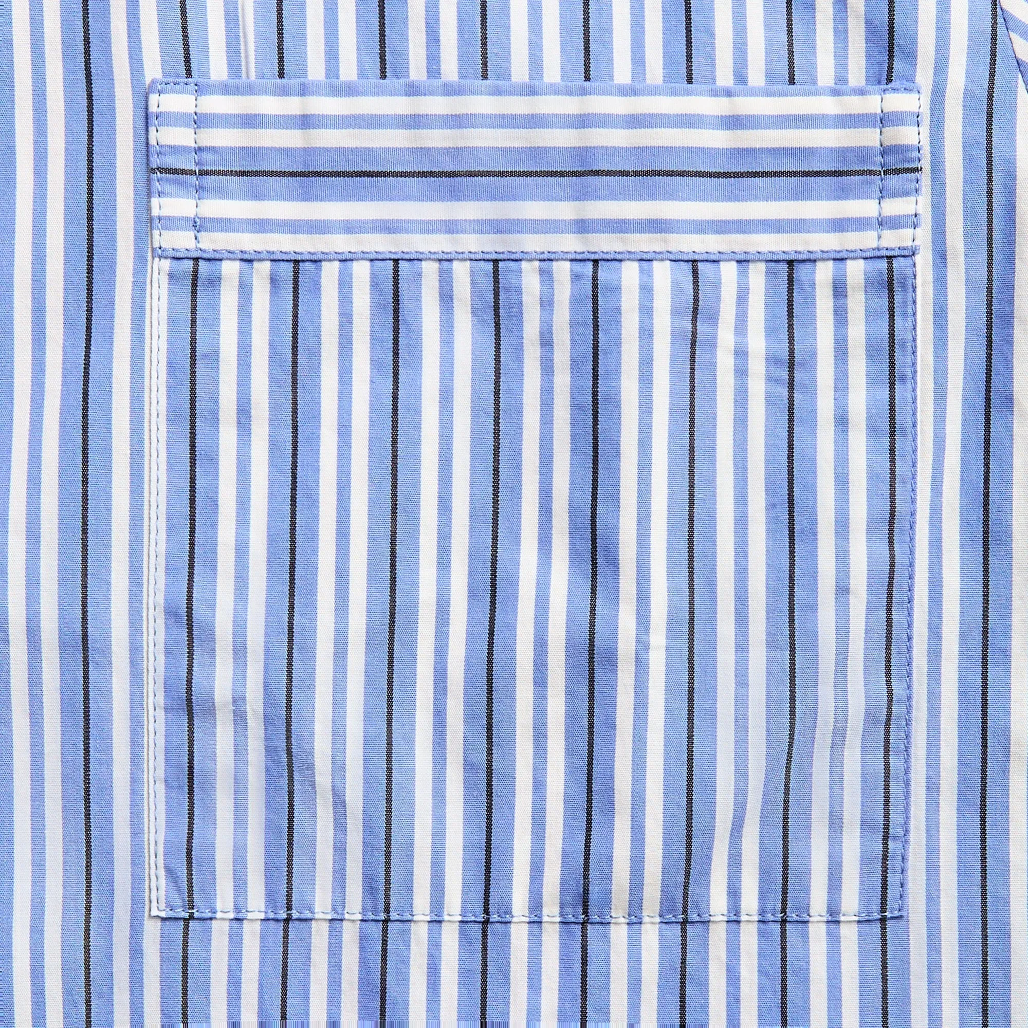 Anti Pilling Finish Embellished Neckline Tekla Cotton Poplin Pyjama Shirt - Penny Stripes