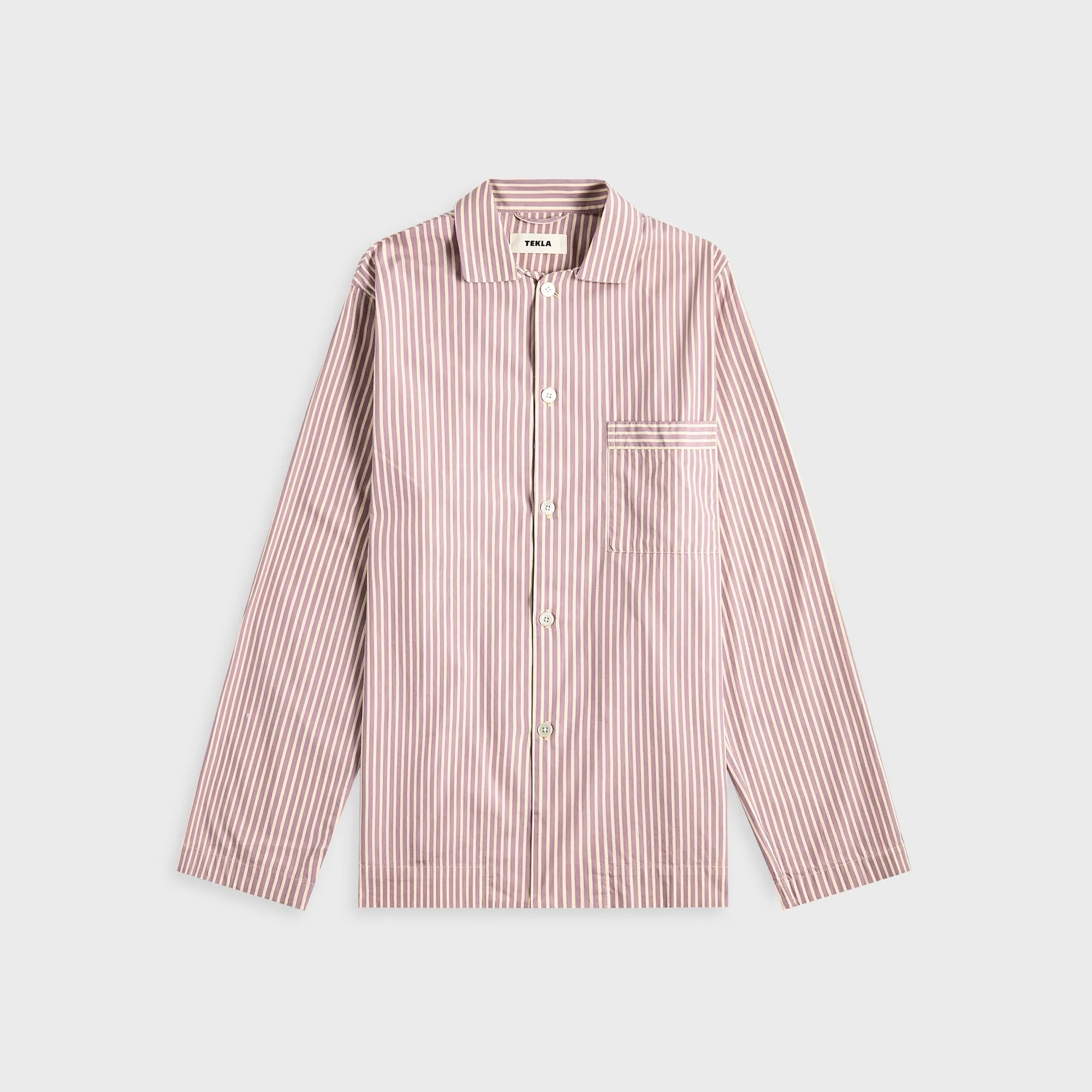 Tekla Poplin Long Sleeve Pyjama Shirt - Skipper Stripes Thermal regulation