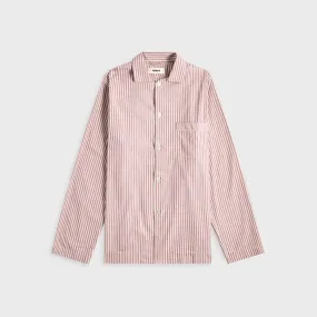 Tekla Poplin Long Sleeve Pyjama Shirt - Skipper Stripes Thermal regulation