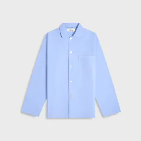 Easy Care Material Water Repellent Finish Tekla Poplin Long Sleeve Pyjama Shirt - Solid Cornflower