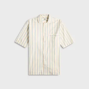 Tekla Poplin Pyjamas Short Sleeve Shirt - Needle Stipes Sustainable Weave