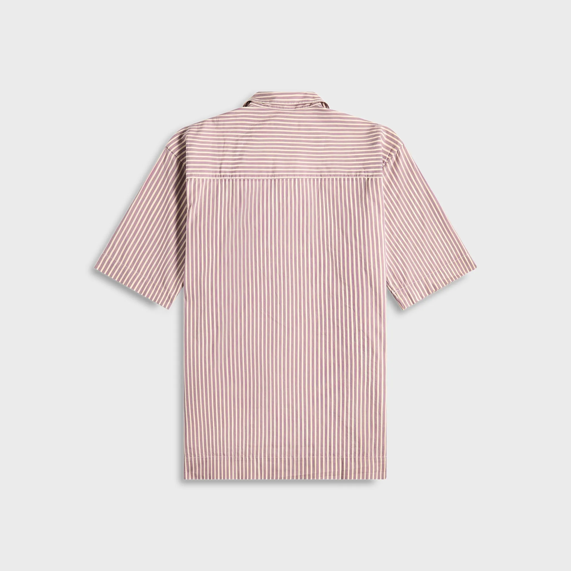 Tekla Poplin Short Sleeve Pyjamas Shirt - Skipper Stripes Hidden Button Placket Fall Foliage