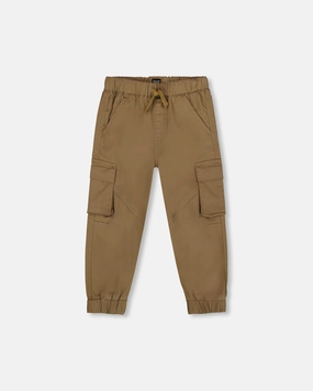 All Purpose Professional Wear Twill Jogger Cargo Pants in Taupe